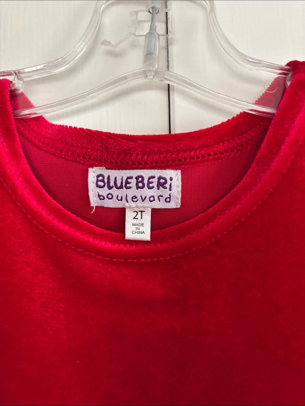 Blueberi Boulevard Girls' Red Velvet & Ivory Embroidered Holiday Dress Size 2T